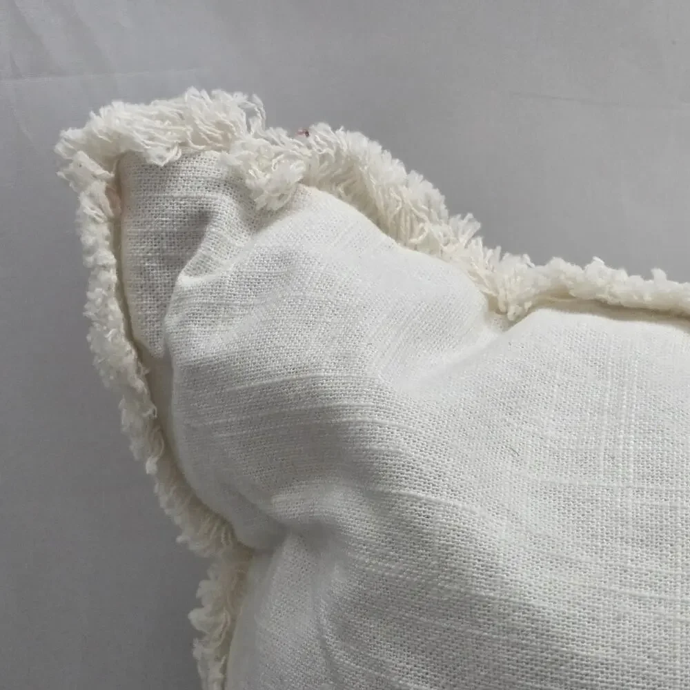 Coastal Collection Ivory Beaded SHELL Pillow NEW! Fringe Trim Oceanside Nautical